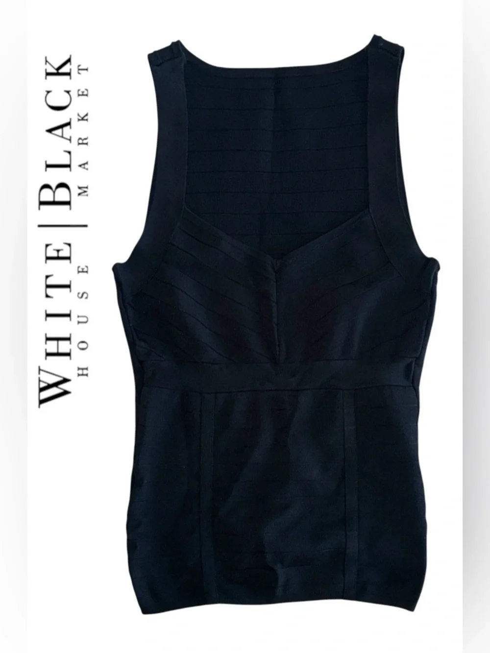 🛍️SALE🛍️ White House Black Market Corset-Style Camisole Ribbed V-Neck - Picture 2 of 7